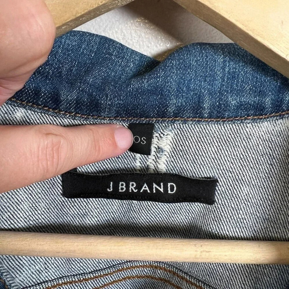 J Brand Denim Jean Jacket Womens One Size Distressed Oversized Wasted Wash Blue - Picture 3 of 10
